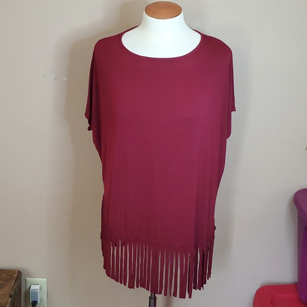 Uge maroon fringed oversized blouse size small